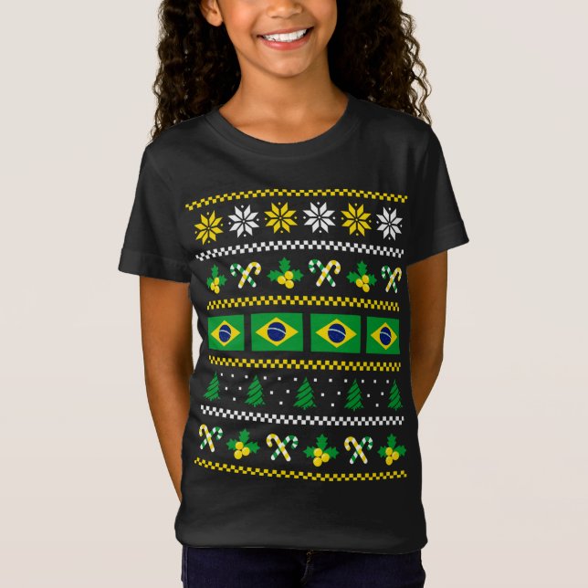 Bandeira do Brasil, suéter de Natal Feio, Metade d (Frente)