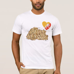 Bandeira do Butão Heart and Map T-Shirt