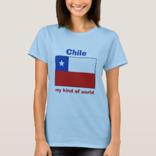 Bandeira do Chile + Mapa + T-shirt do texto