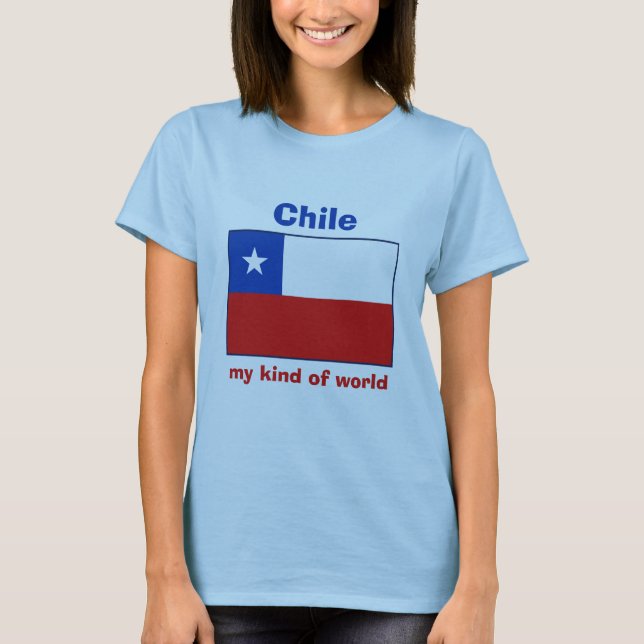 Bandeira do Chile + Mapa + T-shirt do texto (Frente)