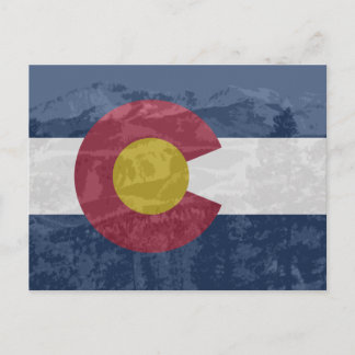Bandeira do Colorado com cartão postal Pikes Pico