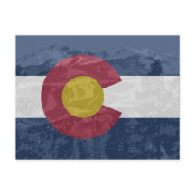Bandeira do Colorado com cartão postal Pikes Pico