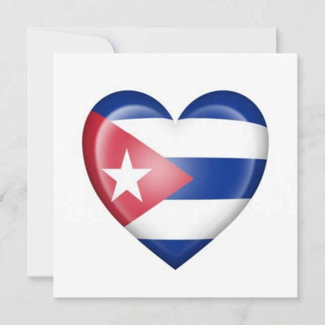 Bandeira do Coração Cubano em Branco (Frente)