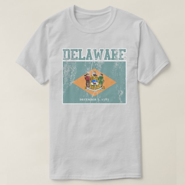 Bandeira do Estado de Delaware T-Shirt (Distante) (Frente do Design)