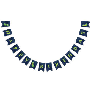 Bandeira do feliz aniversario do dinossauro da