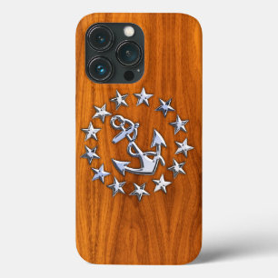 Bandeira do iate cromo náutico em Teak Wood Impres