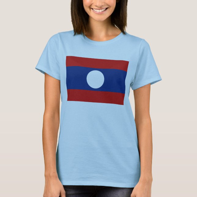 Bandeira do Laos x Mapa T-Shirt (Frente)