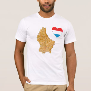 Bandeira do Luxemburgo, Coração e Mapa de T-Shirt