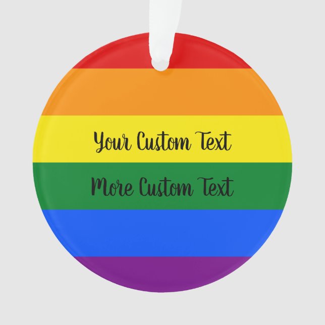 Bandeira do Orgulho Gay com texto Ornamento (Frente)
