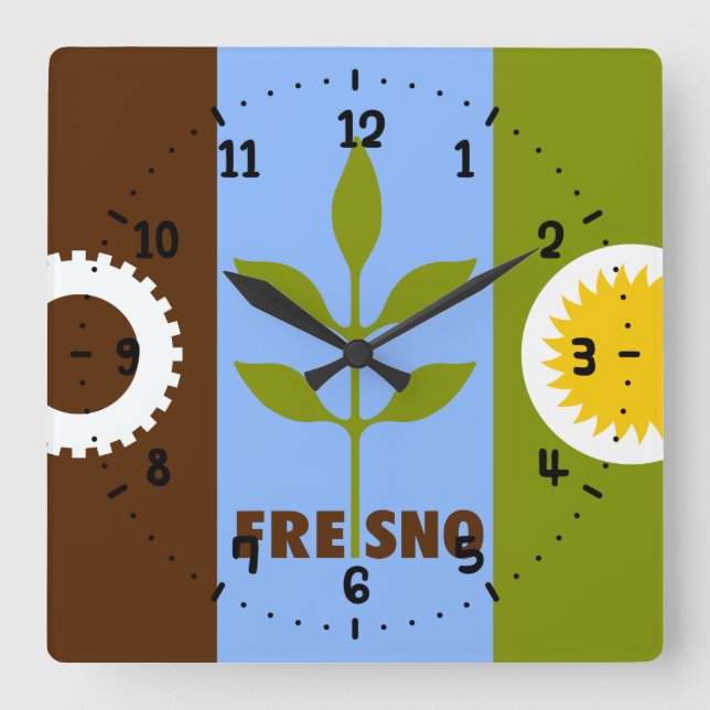 Bandeira do Relógio de Parede da Praça de Fresno (Frente)