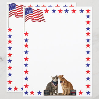 Bandeira dos EUA Vermelha, Branca e Azul e Gatos P