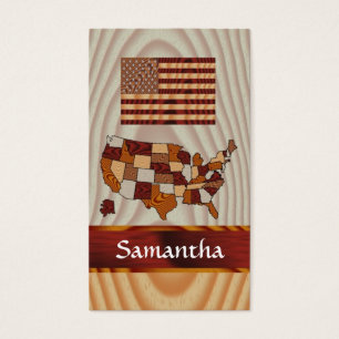 Bandeira e mapa americanos de madeira