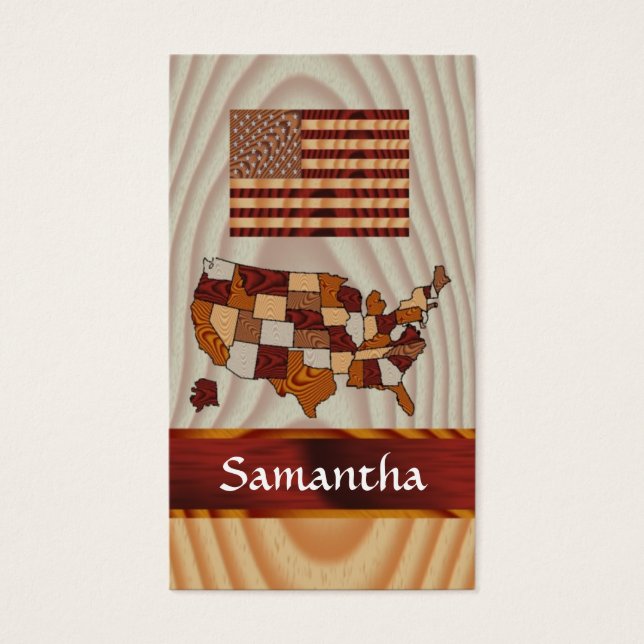 Bandeira e mapa americanos de madeira (Frente)