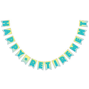 BANDEIRA FELIZ da APOSENTADORIA, azul e amarelo