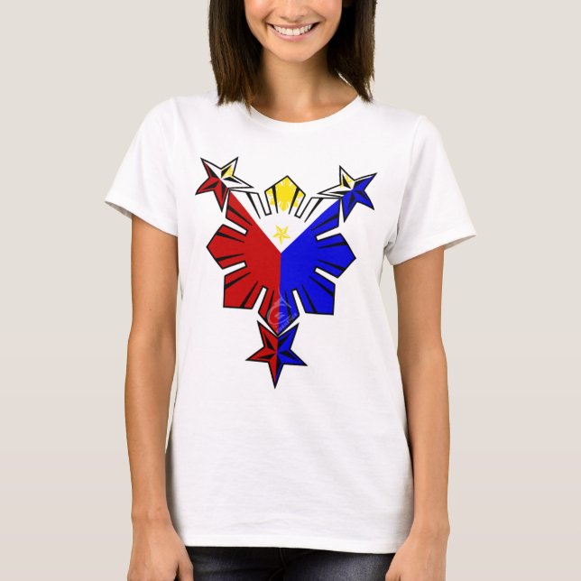 Bandeira filipina Sun e camisa das estrelas (Frente)