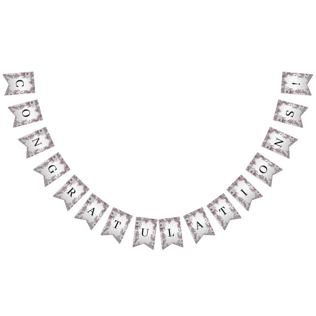 Bandeira Floral Branca de Prata Rosa (Todos)