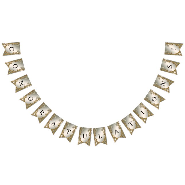 Bandeira Floral Branca do Ornamentado Dourado (Todos)