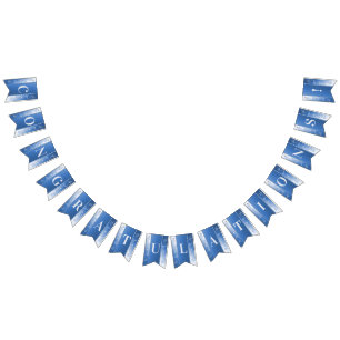 Bandeira Floral Decorativa Azul