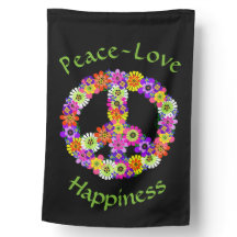 Bandeira Floral do Sinal de Paz Paz Amor Felicidad