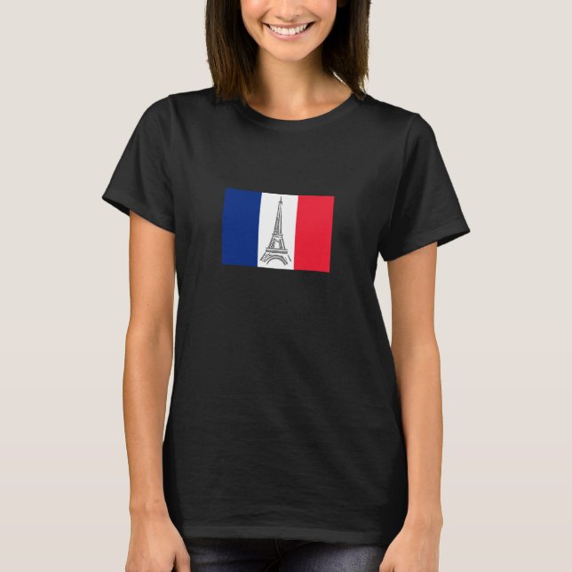 Bandeira francesa da Torre Eiffel T-Shirt (Frente)