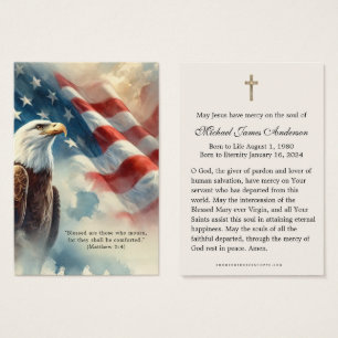 Bandeira Funerária Patriótica Cartão de Oração Ame