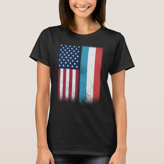 Bandeira Luxemburguesa Camisa USA E Luxembourg Ban (Frente)