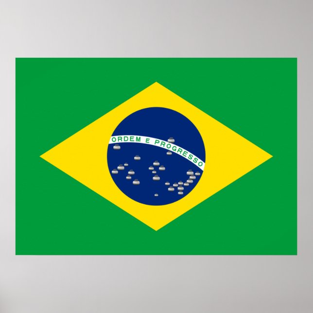 Bandeira Nacional do Brasil com Poster de Rochas C (Frente)