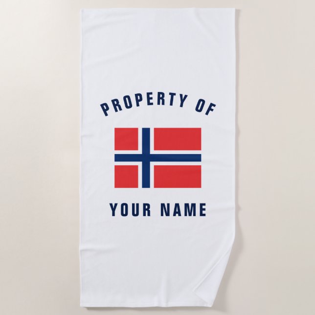 Bandeira norueguesa personalizada toalha de praia  (Frente)