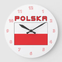 Bandeira Polonesa Com Relógio De Parede Da Polska
