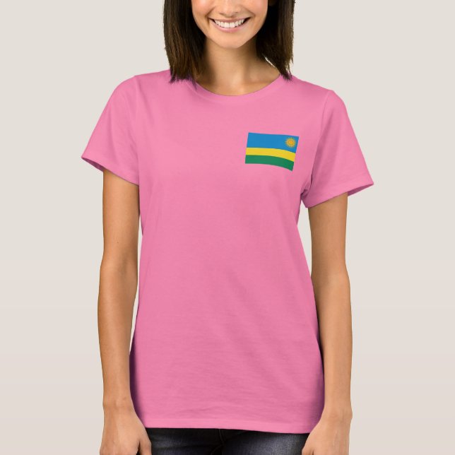 Bandeira Ruanda e Mapear T-Shirt (Frente)