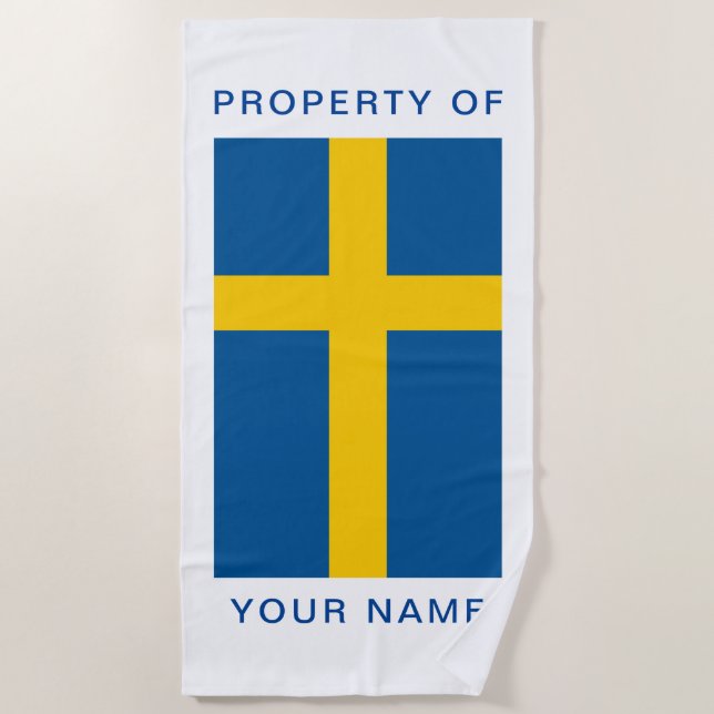 Bandeira sueco da toalha de praia personalizada (Frente)