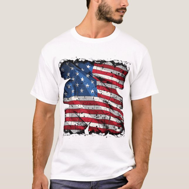 Bandeira tática estática americana T-Shirt (Frente)