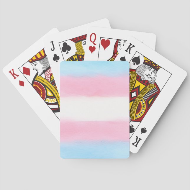 bandeira trans pálida em cartas de baralho (Verso)