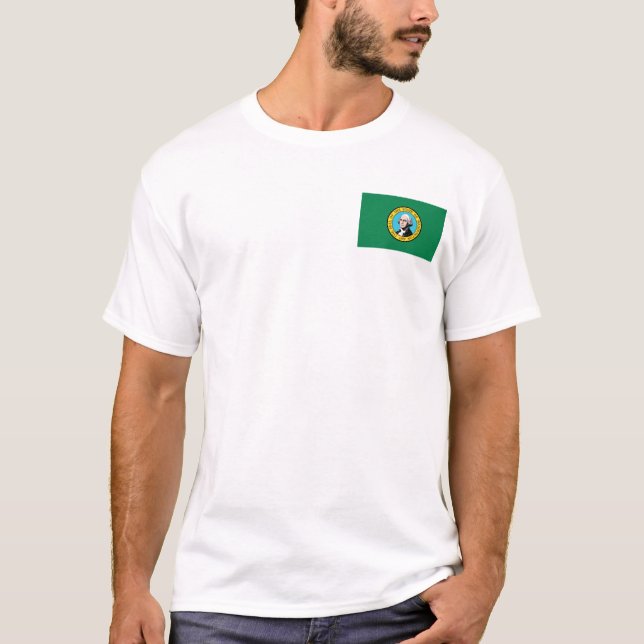 Bandeira Washington + Mapa T-Shirt (Frente)