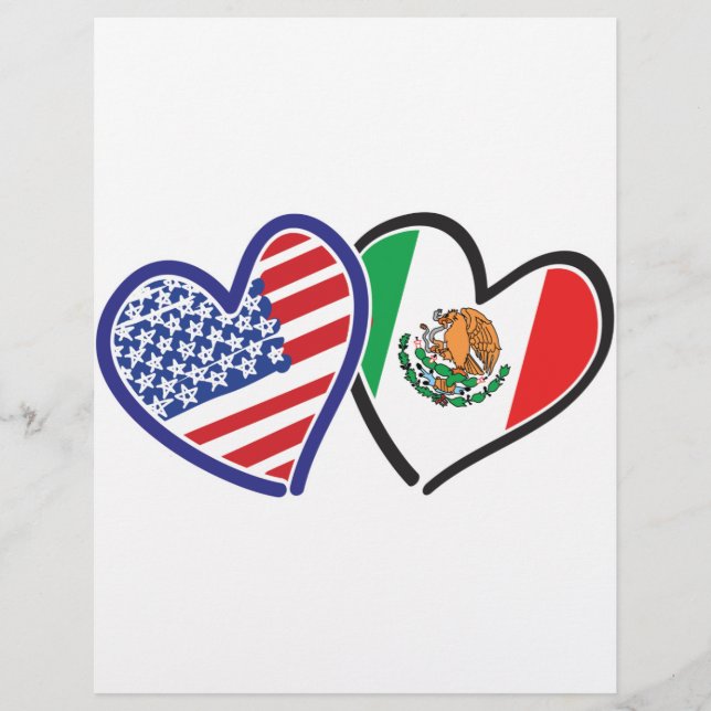 Bandeiras Coração EUA México (Frente)