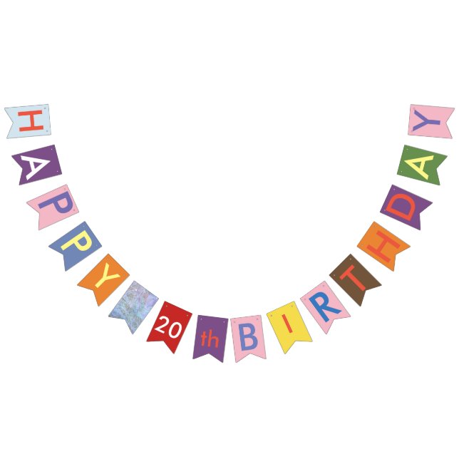 bandeiras de bunting de 20 de feliz aniversário (Todos)