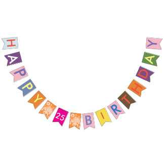 bandeiras de bunting de 25 de feliz aniversário