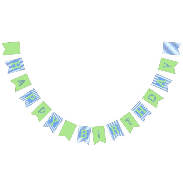 Bandeiras de Bunting de Aniversário Azul, Verde (Todos)