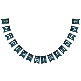 Bandeiras de Bunting de Aniversário Feliz no Espaç