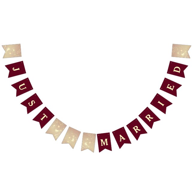 Bandeiras de Bunting de Casamento Burgundy Recém-C (Todos)