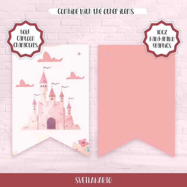 Bandeiras de Bunting do Castelo Rosa Pastel Sonhad (Pair view)