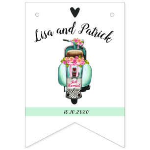 Bandeiras de casamento do patinete Boho