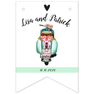 Bandeiras de casamento do patinete Boho