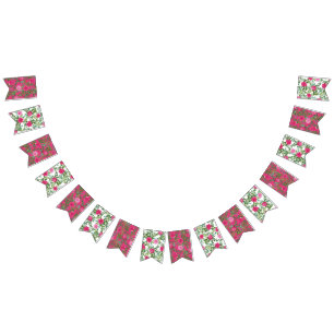 Bandeiras de Casamento Floral Cor-de-Rosa Brilhant