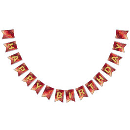 Bandeiras de Parabéns Felizes, Vermelhas e Dourada