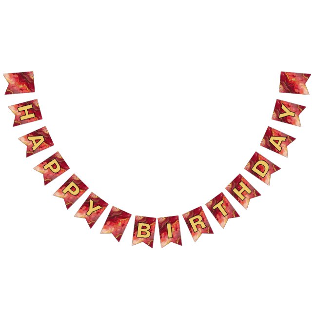 Bandeiras de Parabéns Felizes, Vermelhas e Dourada (Todos)