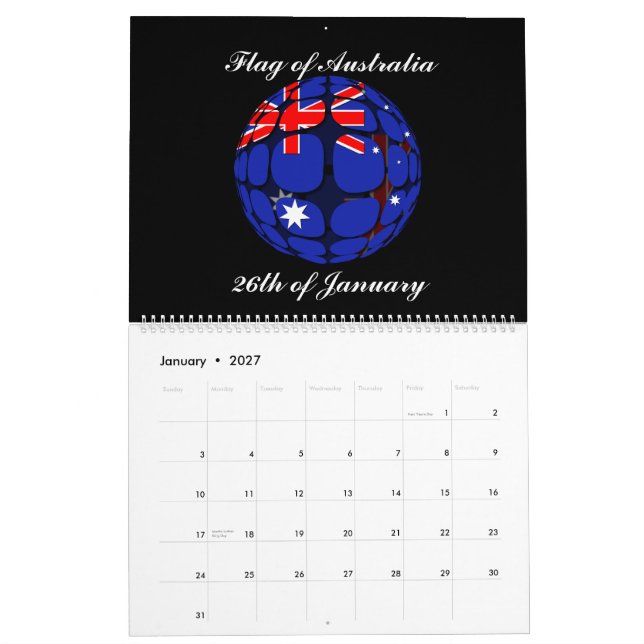 Bandeiras do calendário de parede 2015 do mundo (Jan 2027)
