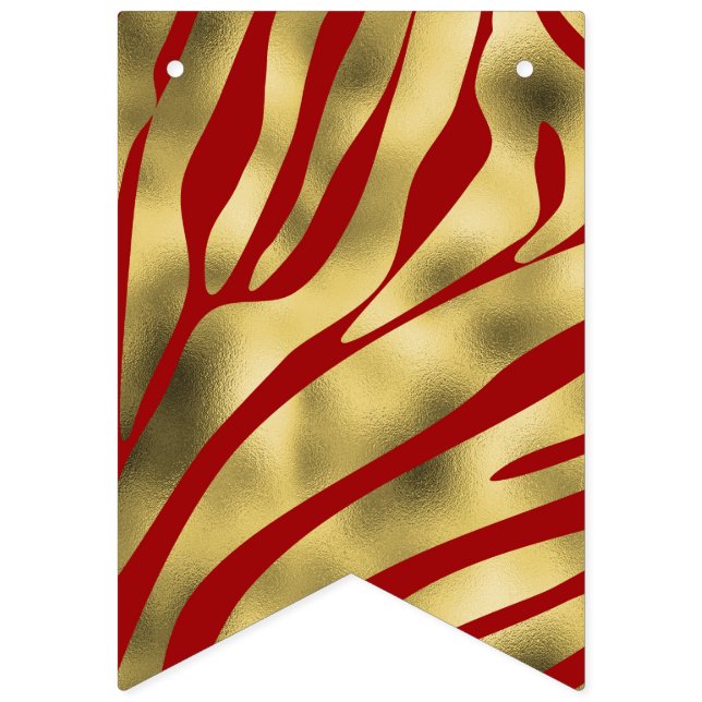 Bandeiras para Bunting Zebra Vermelhas e Douradas (Primeira Bandeira)