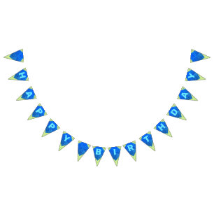 Bandeiras verdes & azuis da estamenha do feliz