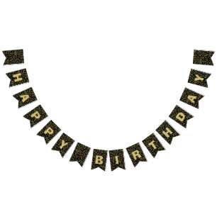 Bandeirinha 100th Ouro corajoso e preto do feliz aniversario